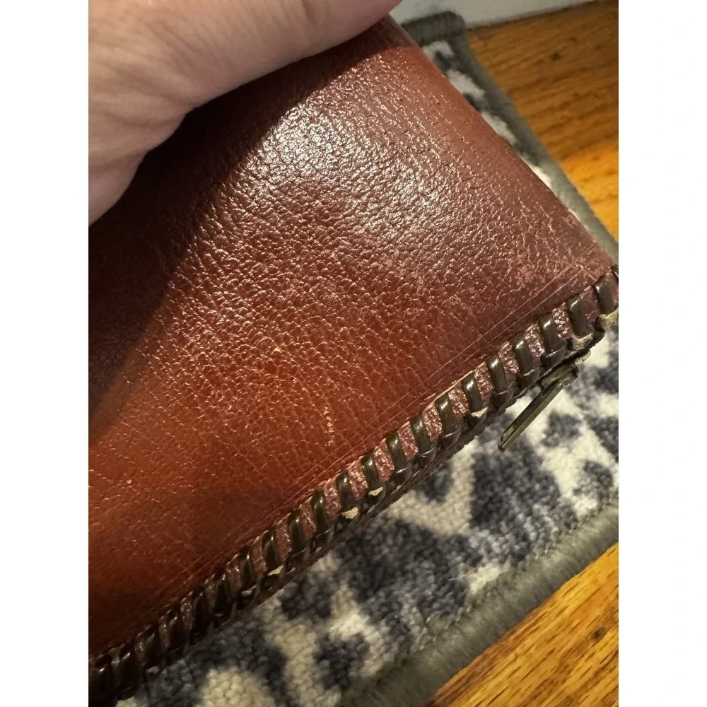 Vintage Brown Braided‎ Zip Wallet English Pigskin Unisex 50s/60s